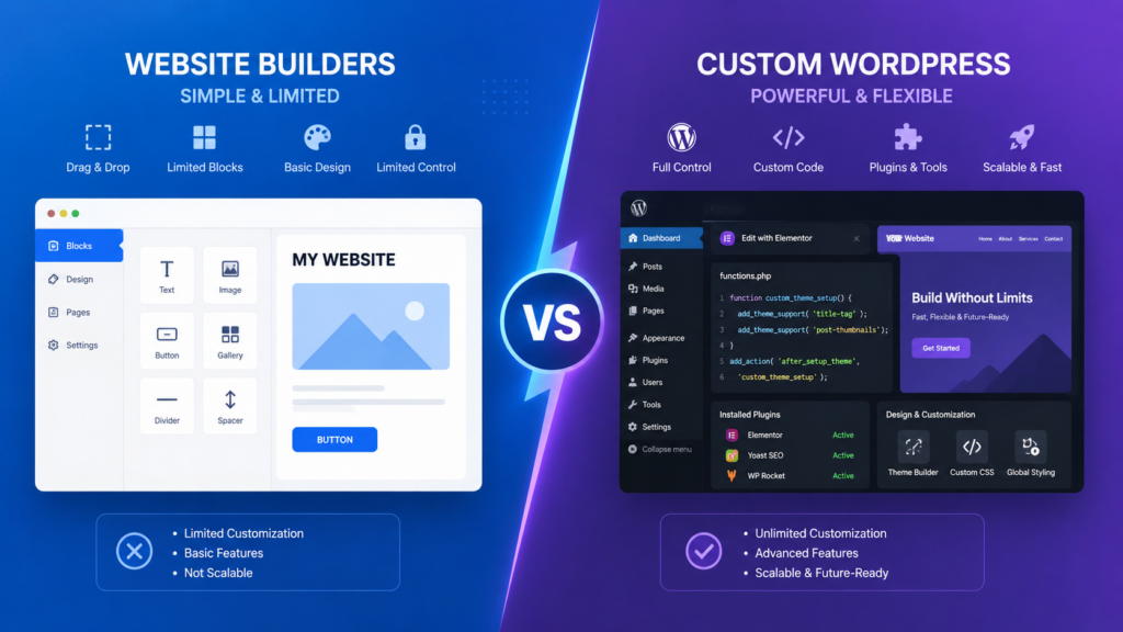 Custom WordPress Development vs. Website Builders: Which Is Right for Your Business in 2026?