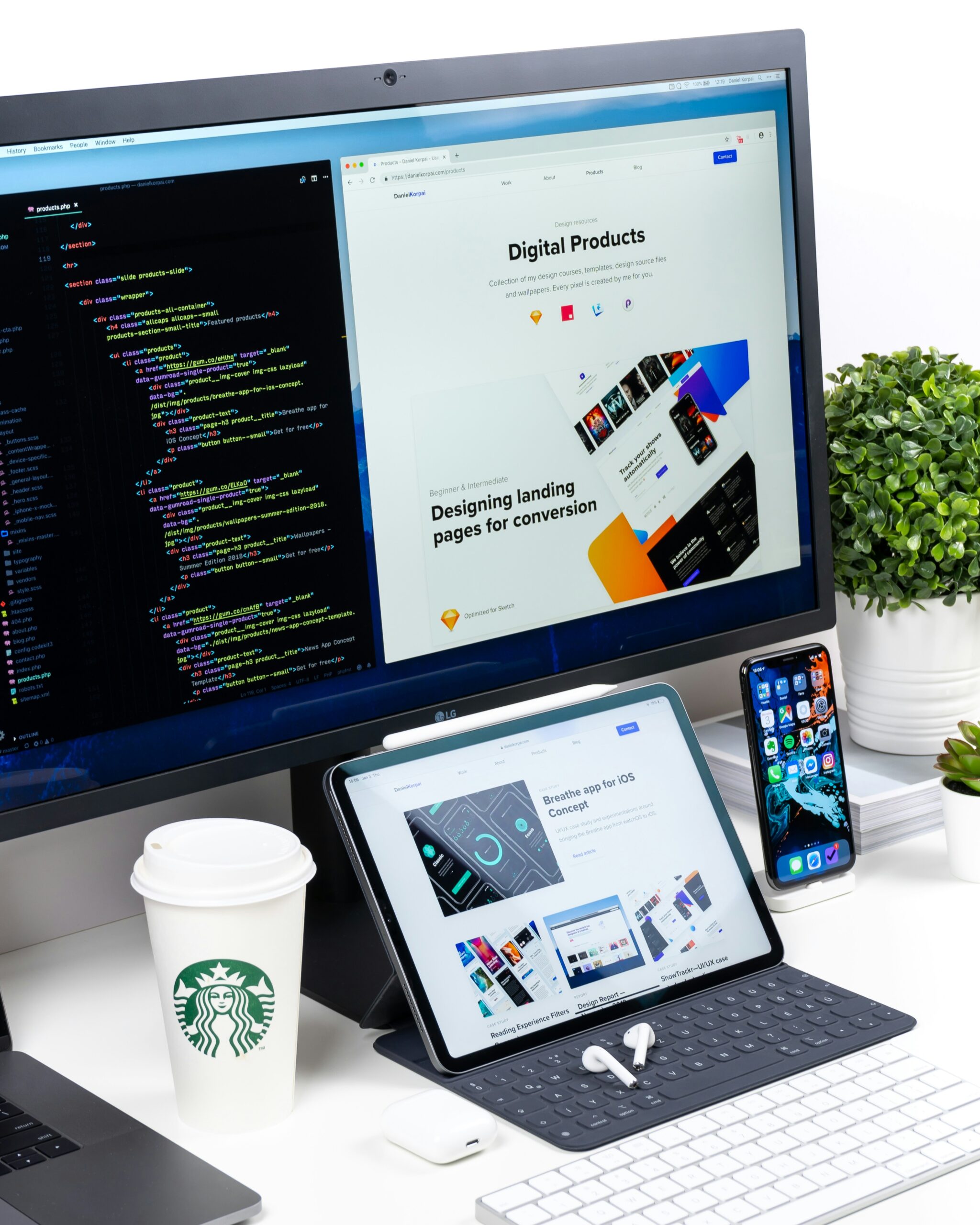 Web development services by Alpinus.tech showing custom coding on laptop